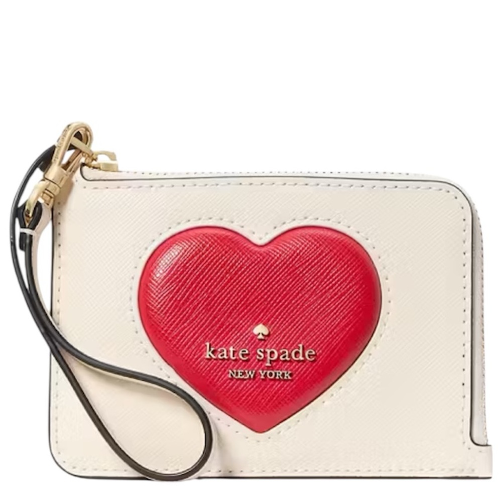 Kate Spade Madison Puffy Heart Small Card Holder Wristlet NIB